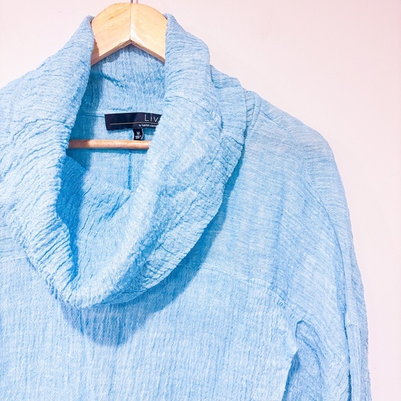 LIV BY HABITAT Blue linen tunic with cowl collar | Relaxed coastal | Medium * - Picture 5 of 8